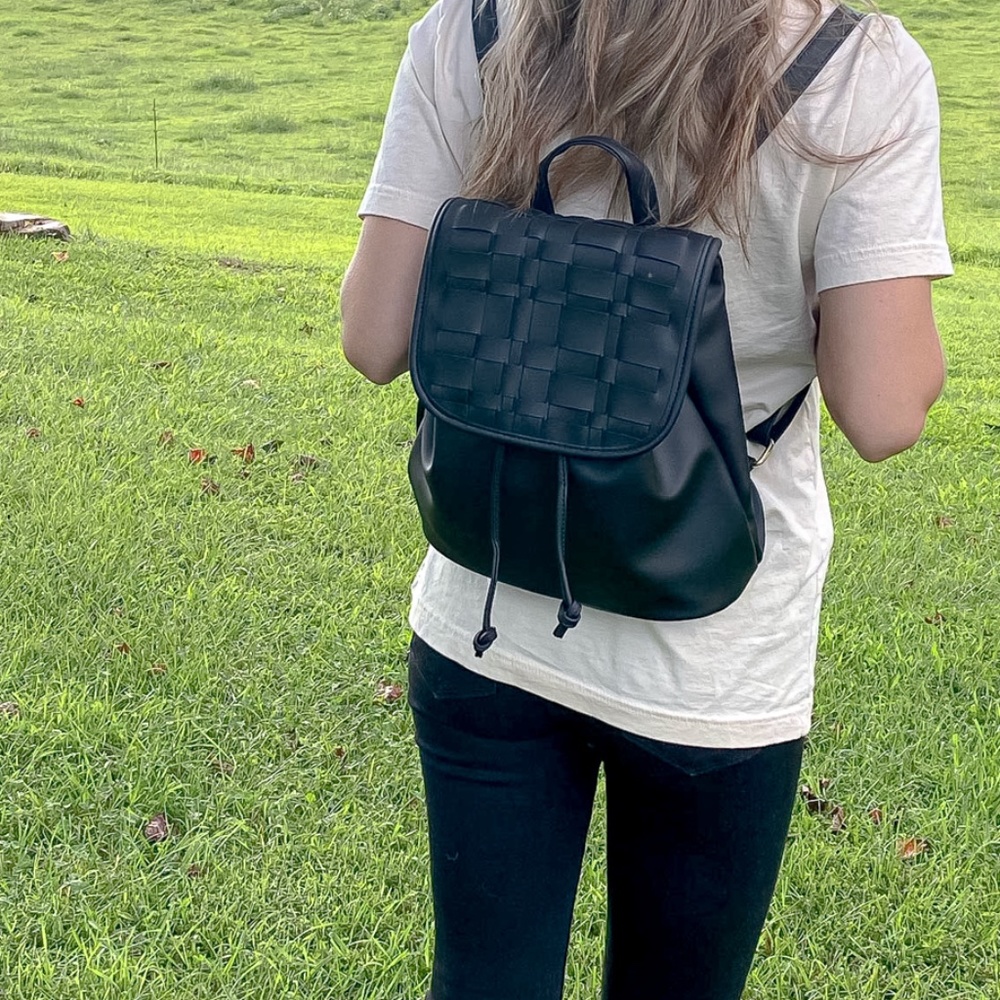 Leather Woven Adjustable Backpack